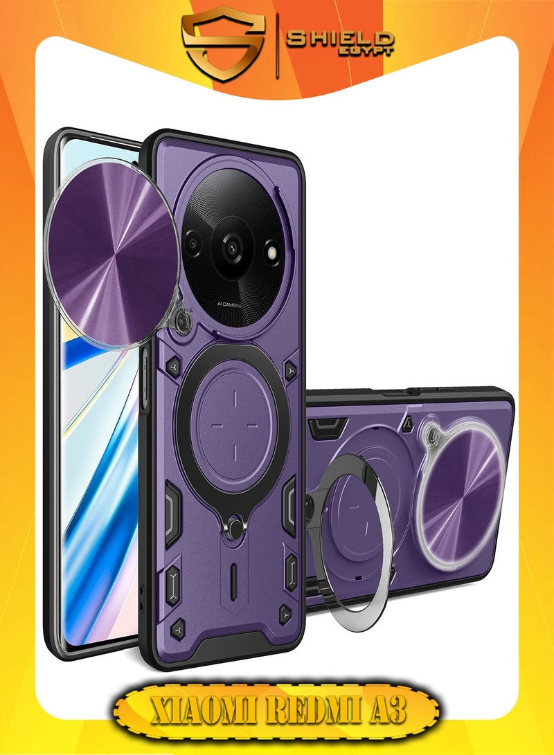 SHIELD EGYPT For Xiaomi Redmi A3/Redmi A3x Armored Camera Shield Cover Camera Lend Protection, Built-in 360° (Purple)