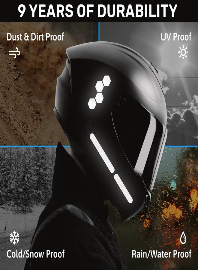 Elos ملصقات إيلوس العاكسة السوداء 3M - شريط خوذة عاكس، شريط عاكس للدراجات النارية، ملصقات عالية الوضوح للخوذ - سوداء غير ملحوظة حتى تصطدم بها الضوء (نمط عادي، 2، عدد)  - Image 5