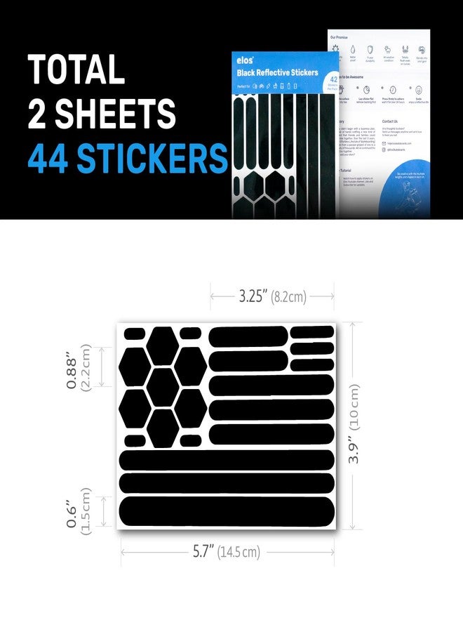 Elos ملصقات إيلوس العاكسة السوداء 3M - شريط خوذة عاكس، شريط عاكس للدراجات النارية، ملصقات عالية الوضوح للخوذ - سوداء غير ملحوظة حتى تصطدم بها الضوء (نمط عادي، 2، عدد)  - Image 2