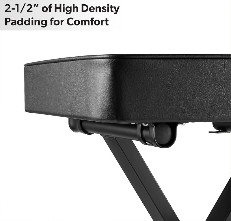 Hamzer Adjustable Padded Keyboard Bench, Heavy-Duty Foldable and Portable X-Style Stool Piano Seat with Cushion, Black - Image 5