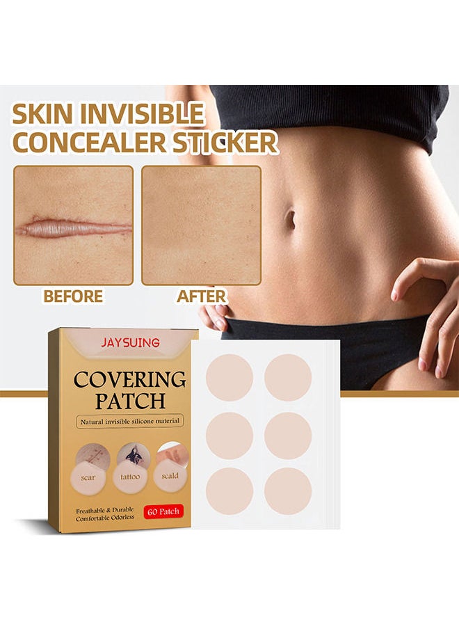 Jaysuing - Tatto Cover Up - Ultra-Thin Flaw Concealer Sticker Patch Skin Concealing Tape - Thin tattoo cover up tape for unisex - Tattoo Cover Up Makeup Waterproof for Covering Up Scars and Tattoo 10Pcs 60 patchs - Image 1