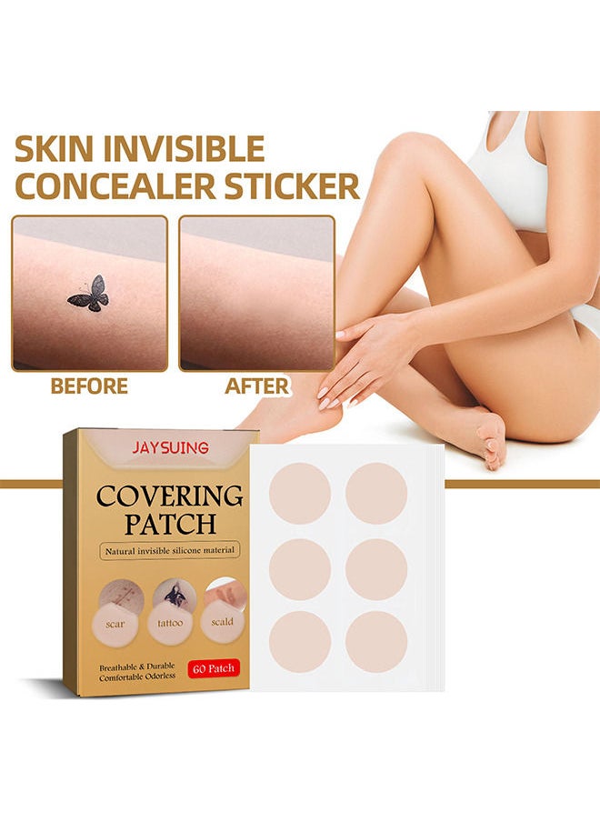 Jaysuing - Tatto Cover Up - Ultra-Thin Flaw Concealer Sticker Patch Skin Concealing Tape - Thin tattoo cover up tape for unisex - Tattoo Cover Up Makeup Waterproof for Covering Up Scars and Tattoo 10Pcs 60 patchs - Image 1
