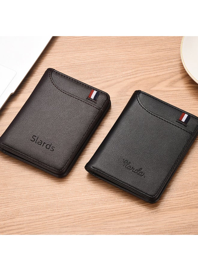Ultra-thin Men's Wallet Vertical Mini Student Coin Purse Card Holder Youth Driver's License Compact Male Cash Holder-Color:Black  - Image 4