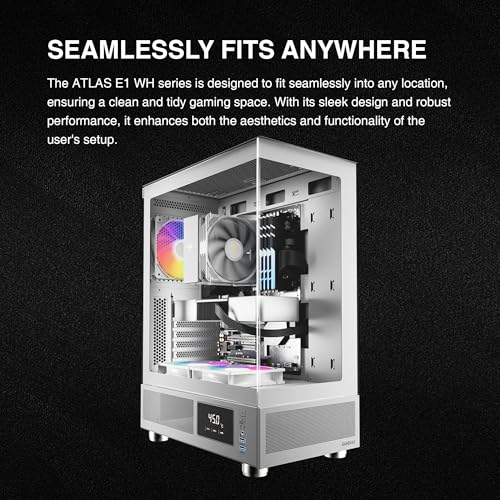GAMDIAS White ATX Mid Tower Computer Case with Tempered Glass, Gaming PC Case w/Temperature Display & 3X 120mm ARGB Fans, Support Up to 5X Fans, 240mm AIO/Radiator, 340mm GPU/VGA, 160mm CPU Cooler - Image 2