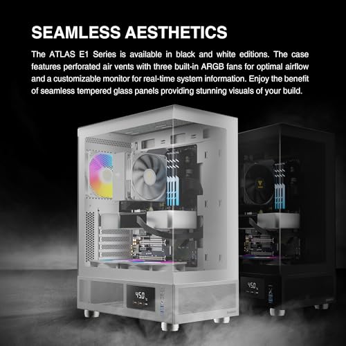 GAMDIAS White ATX Mid Tower Computer Case with Tempered Glass, Gaming PC Case w/Temperature Display & 3X 120mm ARGB Fans, Support Up to 5X Fans, 240mm AIO/Radiator, 340mm GPU/VGA, 160mm CPU Cooler - Image 5