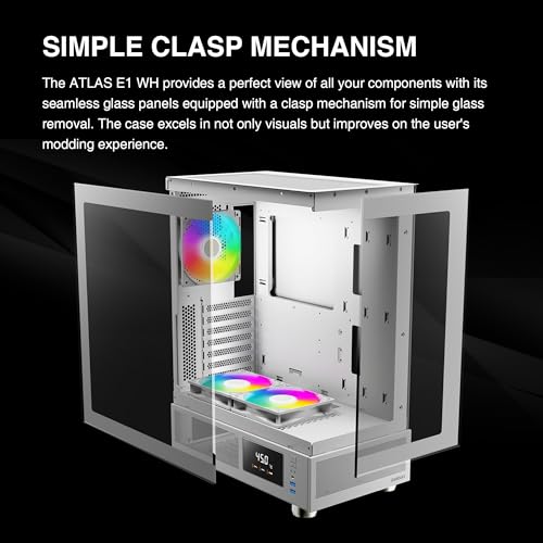 GAMDIAS White ATX Mid Tower Computer Case with Tempered Glass, Gaming PC Case w/Temperature Display & 3X 120mm ARGB Fans, Support Up to 5X Fans, 240mm AIO/Radiator, 340mm GPU/VGA, 160mm CPU Cooler - Image 4