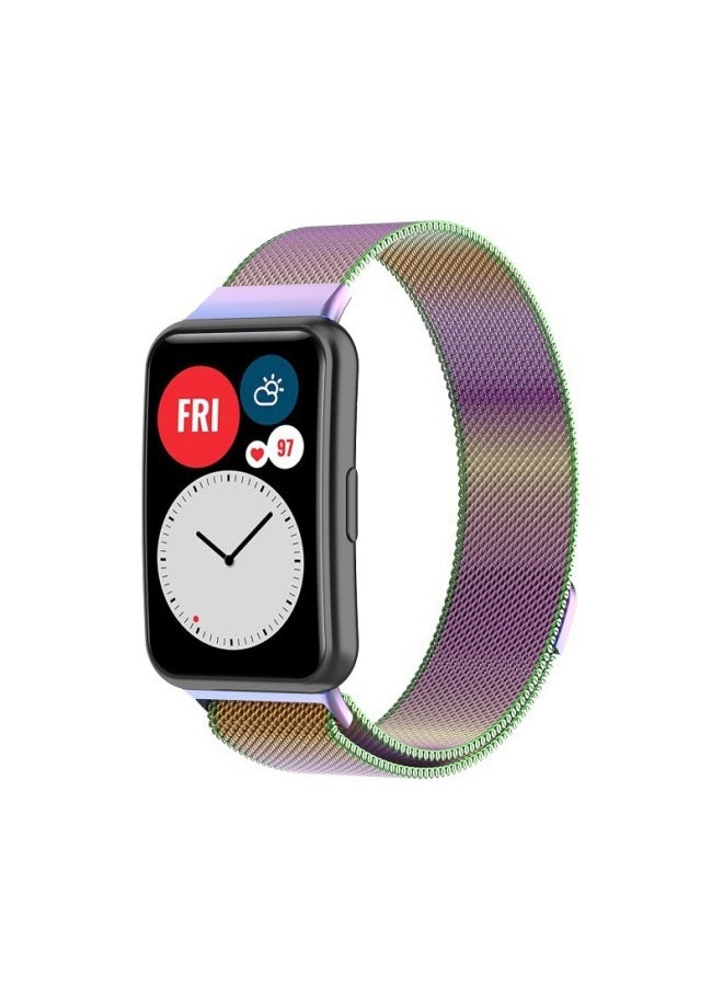 Loquat For Huawei Watch Fit Milan Strap Stainless Steel Metal TIA-B09 Milanese Nice Wristband-Color:Space Grey (Milan Magnetic)  - Image 3