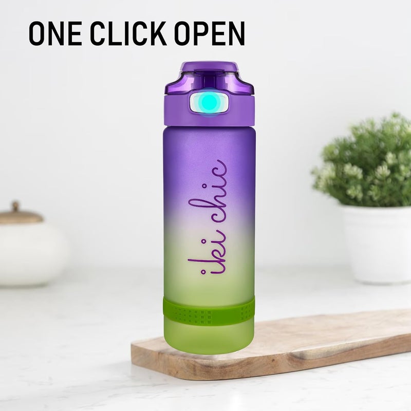 Ant Esports Hydra GB750 750ml Sports Water Bottle with Time Marker & Straw,Dishwasher Safe/Leak-proof Drink Bottle/BPA Free/Non-Toxic Tritan Material/1 Click Open for Running Gym (Blue Gradient) - Image 2