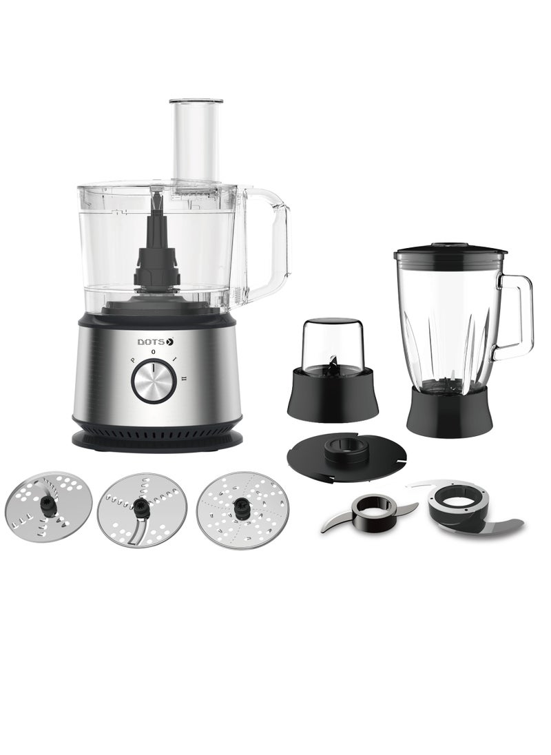 DOTS Dots Food Processor 800W, 1.5L, 2 Speed, Steel - FPD-G518 