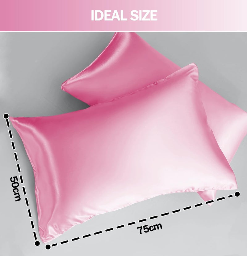 GVTECH Satin Pillow Cases 2 Pack, 20"x 30" Silk Satin Pillowcase for Hair and Skin Luxury Soft Breathable Standard Size with Envelope Closure, 50 x 75 cm, Pink - Image 5