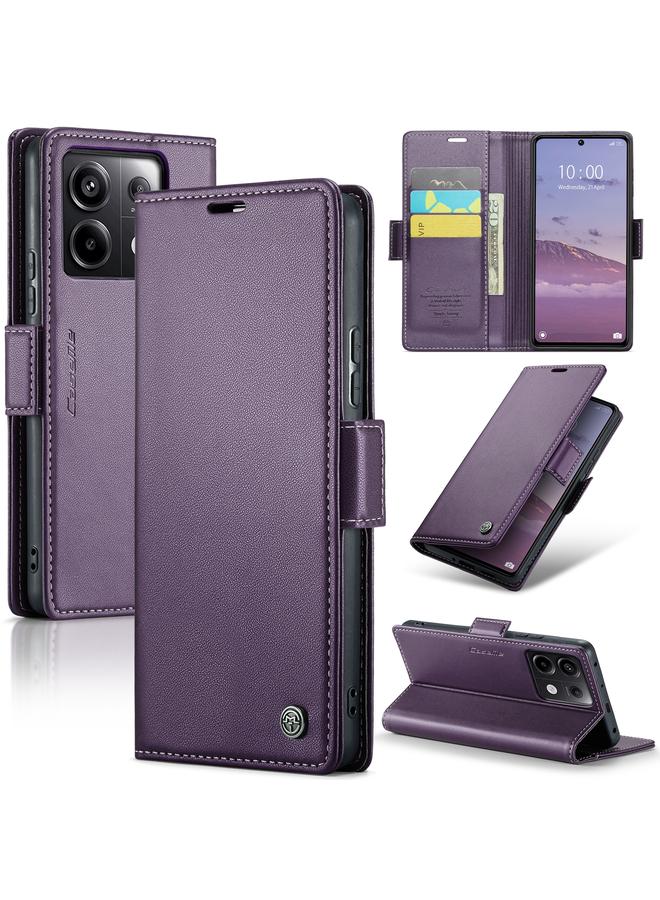 The Bros Case For Xiaomi Redmi Note 13 Pro 5G 023 Butterfly Buckle Litchi Texture RFID Anti-theft Leather Phone Case