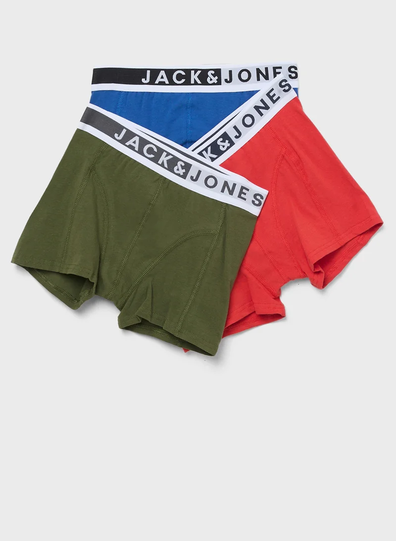جاك وجونز جونيور Youth 3 Pack Logo Waist  Boxers