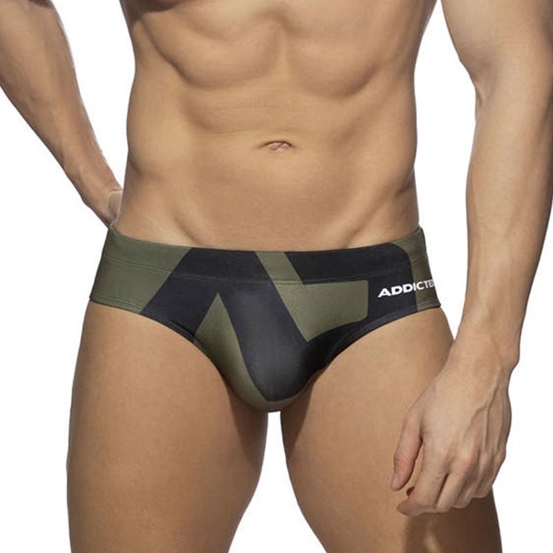 Fashionable Men'S Swimming Trunks Underwear Thin Nylon Convex Triangle 045 Lace Printed Ad Same Style - Image 4