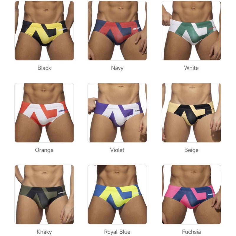Fashionable Men'S Swimming Trunks Underwear Thin Nylon Convex Triangle 045 Lace Printed Ad Same Style - Image 2