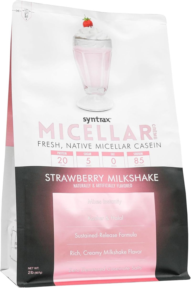 Syntrax Micellar Creme Casein Protein Powder - Strawberry Milkshake Flavor, 2.01 lbs - Image 4