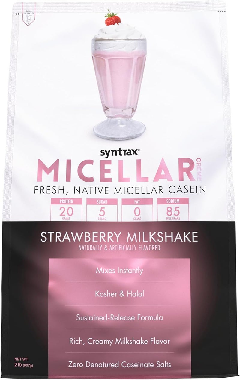 Syntrax Micellar Creme Casein Protein Powder - Strawberry Milkshake Flavor, 2.01 lbs - Image 1