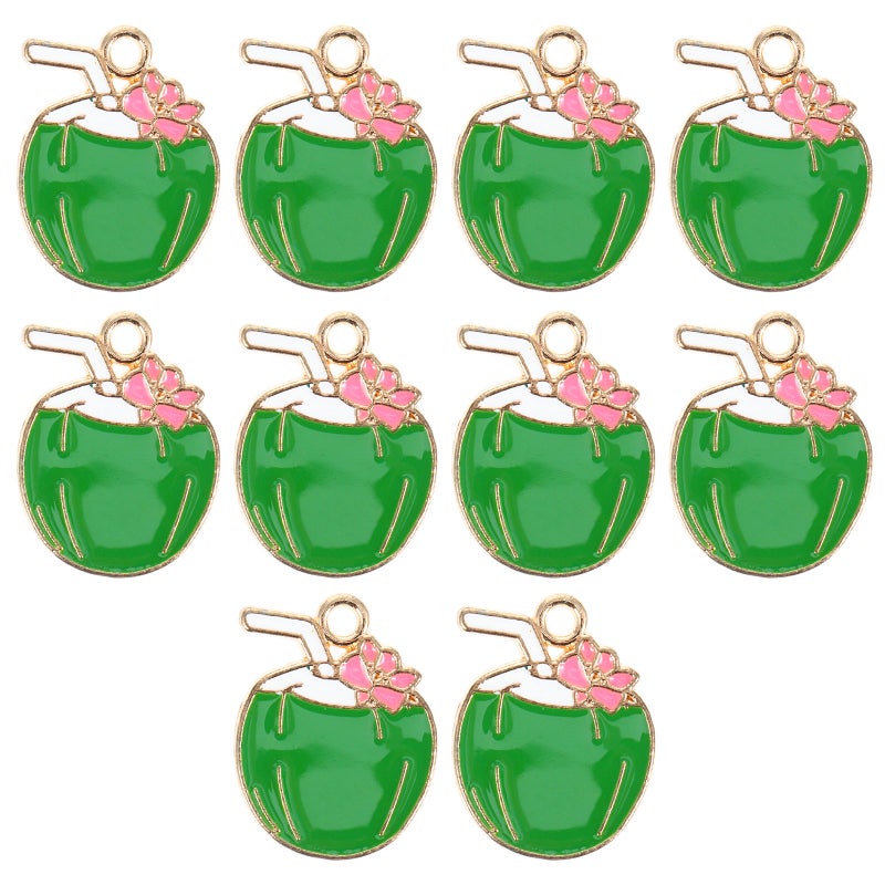 10pcs Coconuts Charms Hawaii Style Charms Beads Tropical Charms Pendants for DIY Jewelry Making Crafting Bracelets Necklaces Accessories - Image 1