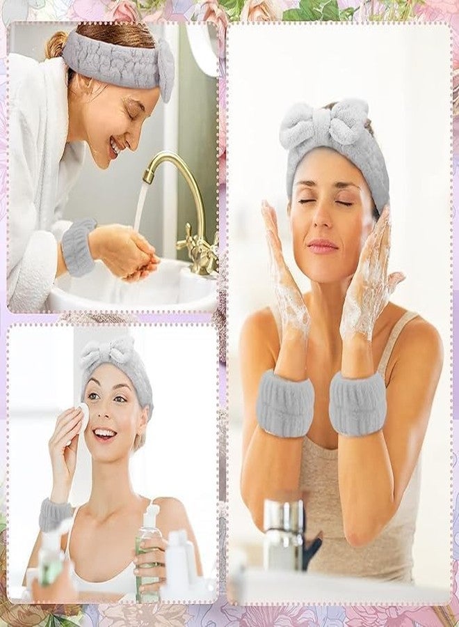 HEVIR Women Spa Headband and Wrist Bands Set - Makeup Face Wash Headband & Wristband for Skincare, Beauty Routine - Soft, Comfortable,Headband and Wrist - Image 4