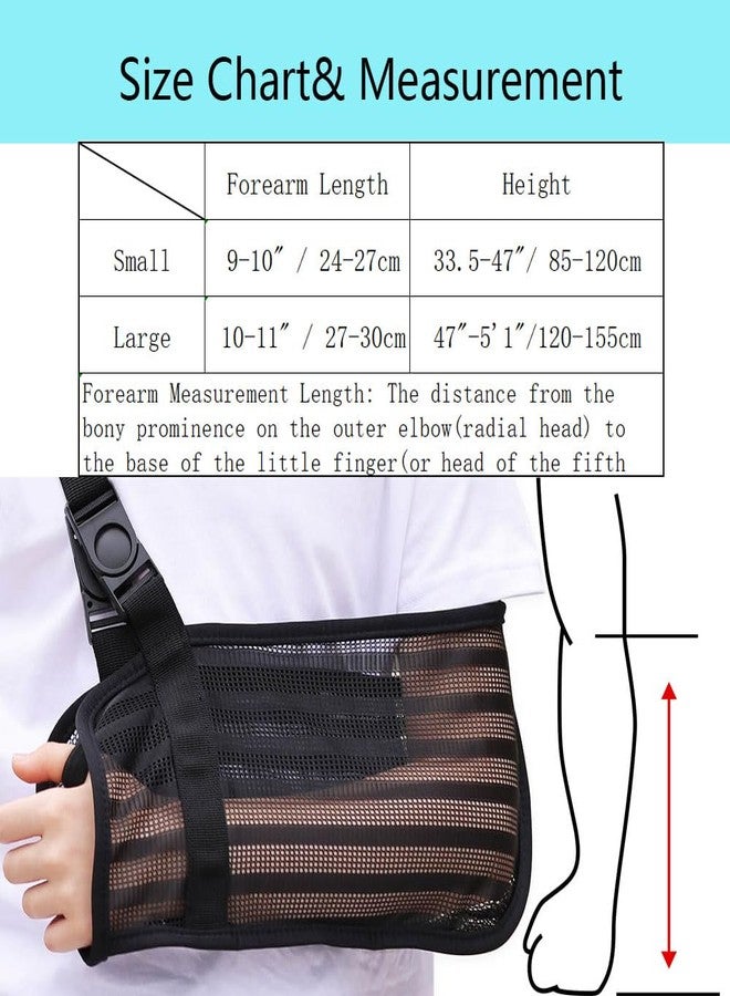Ledhlth Kids Arm Sling for Boys and Girls, Premium Mesh, for Shoulder Elbow Wrist Injury (Black, Small) - Image 2