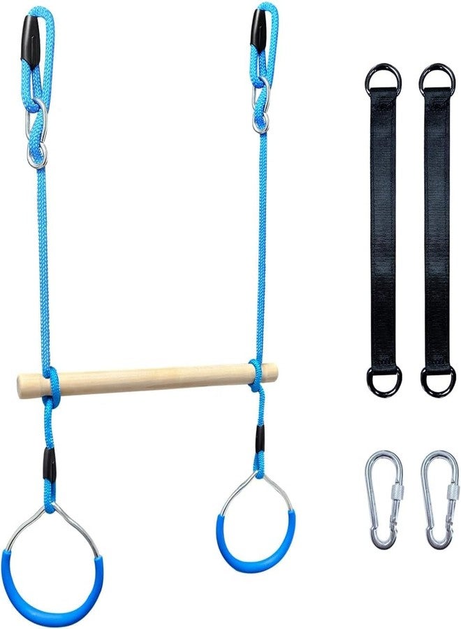 ROPECUBE Trapeze Swing Bar with Gymnastic Rings | Sturdy Steel Construction | Warrior Accessories for Obstacle Course | Great for Indoor & Outdoor Use - Ages 3+ - Image 1