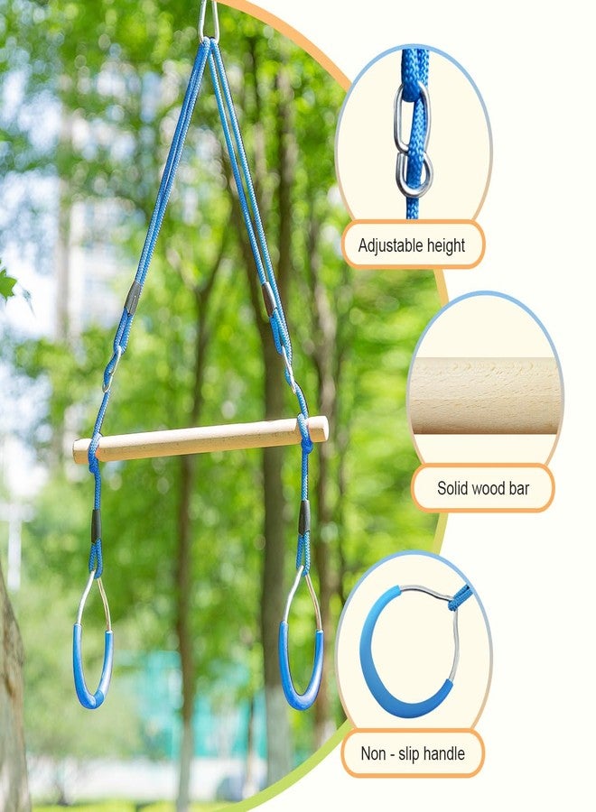 ROPECUBE Trapeze Swing Bar with Gymnastic Rings | Sturdy Steel Construction | Warrior Accessories for Obstacle Course | Great for Indoor & Outdoor Use - Ages 3+ - Image 3