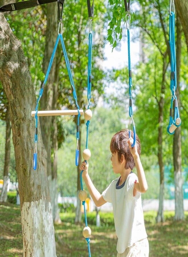 ROPECUBE Trapeze Swing Bar with Gymnastic Rings | Sturdy Steel Construction | Warrior Accessories for Obstacle Course | Great for Indoor & Outdoor Use - Ages 3+ - Image 4