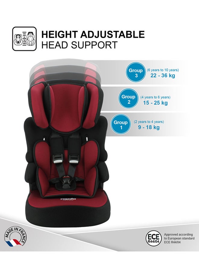 Nania - Beline Carseat For Group 1/2/3, 2 To 10 Years, 9 - 36 Kg,Bordeau - Image 1