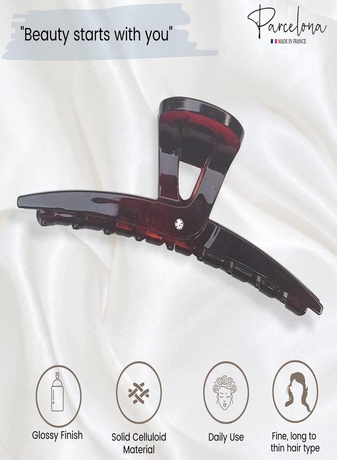 Parcelona French Pinch Tortoise Shell Covered Spring Crystal Jaw Hair Claw Clip Clamp Clutcher for Women - Image 2