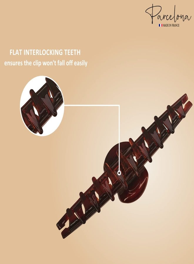 Parcelona French Pinch Tortoise Shell Covered Spring Crystal Jaw Hair Claw Clip Clamp Clutcher for Women - Image 4