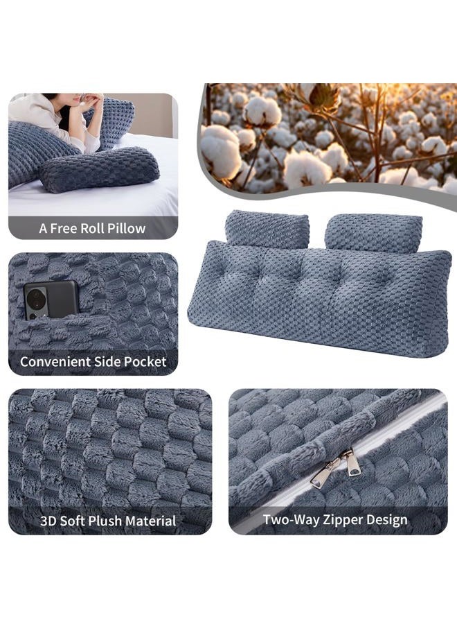 EUHAMS Wedge Headboard Pillow - Bed Wedge Pillow for Headboard Triangular Head board Pillows with Neck Roll -Large Bolster Pillows for Sitting in Bed Backrest Positioning Support (Grey,39x8x20 Inches) - Image 4