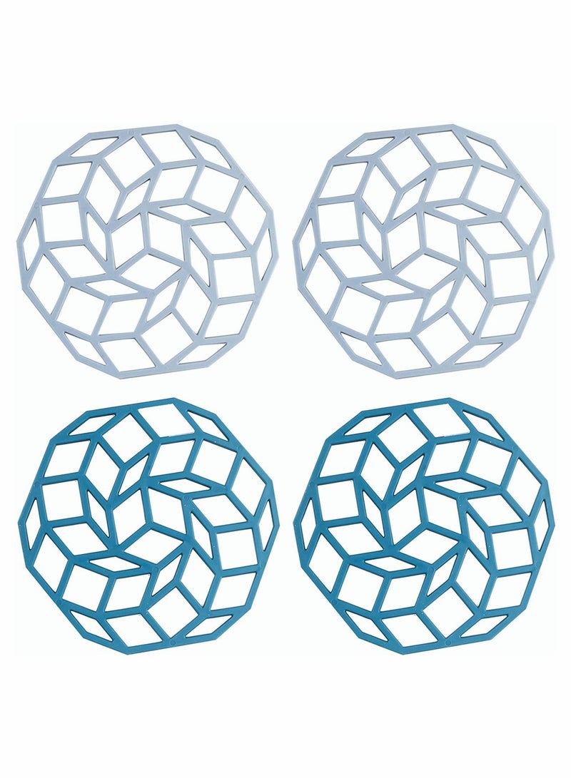 KASTWAVE Set 4 Silicone Mat Hot Pot Holder Hot Pads for Table Countertop Trivet for Hot Dishes Non-Slip Heat Resistant Modern Kitchen Hot Pads - Image 1