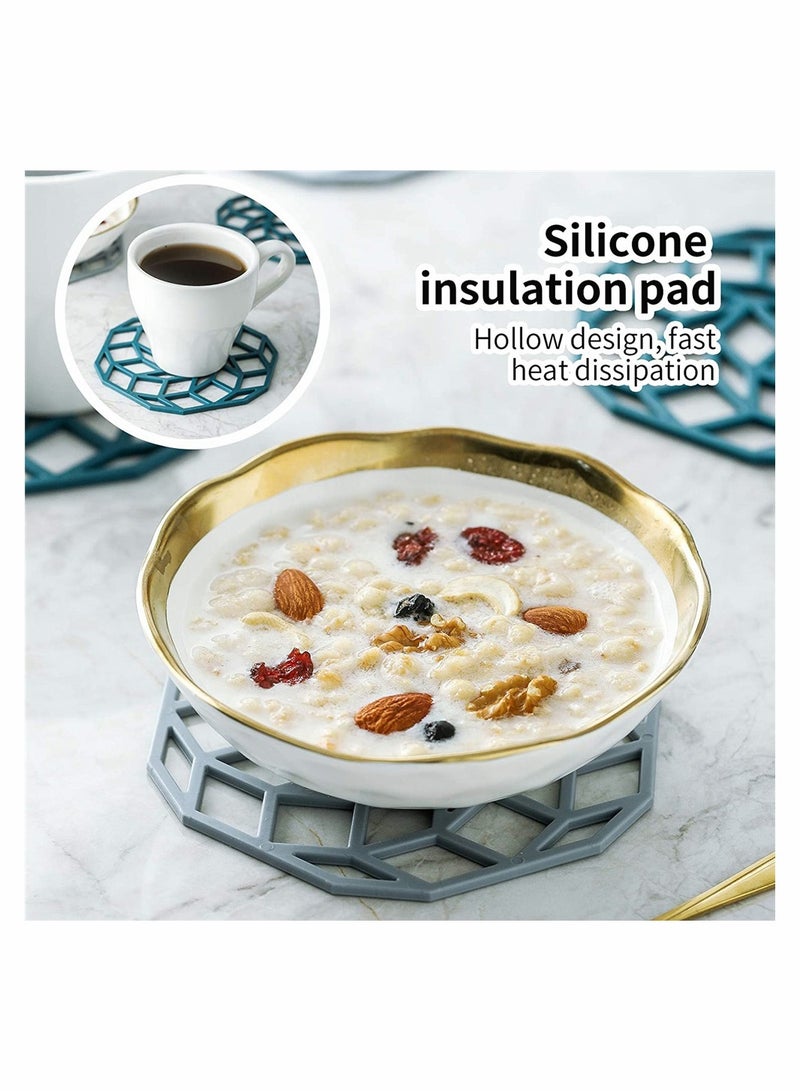 KASTWAVE Set 4 Silicone Mat Hot Pot Holder Hot Pads for Table Countertop Trivet for Hot Dishes Non-Slip Heat Resistant Modern Kitchen Hot Pads - Image 2