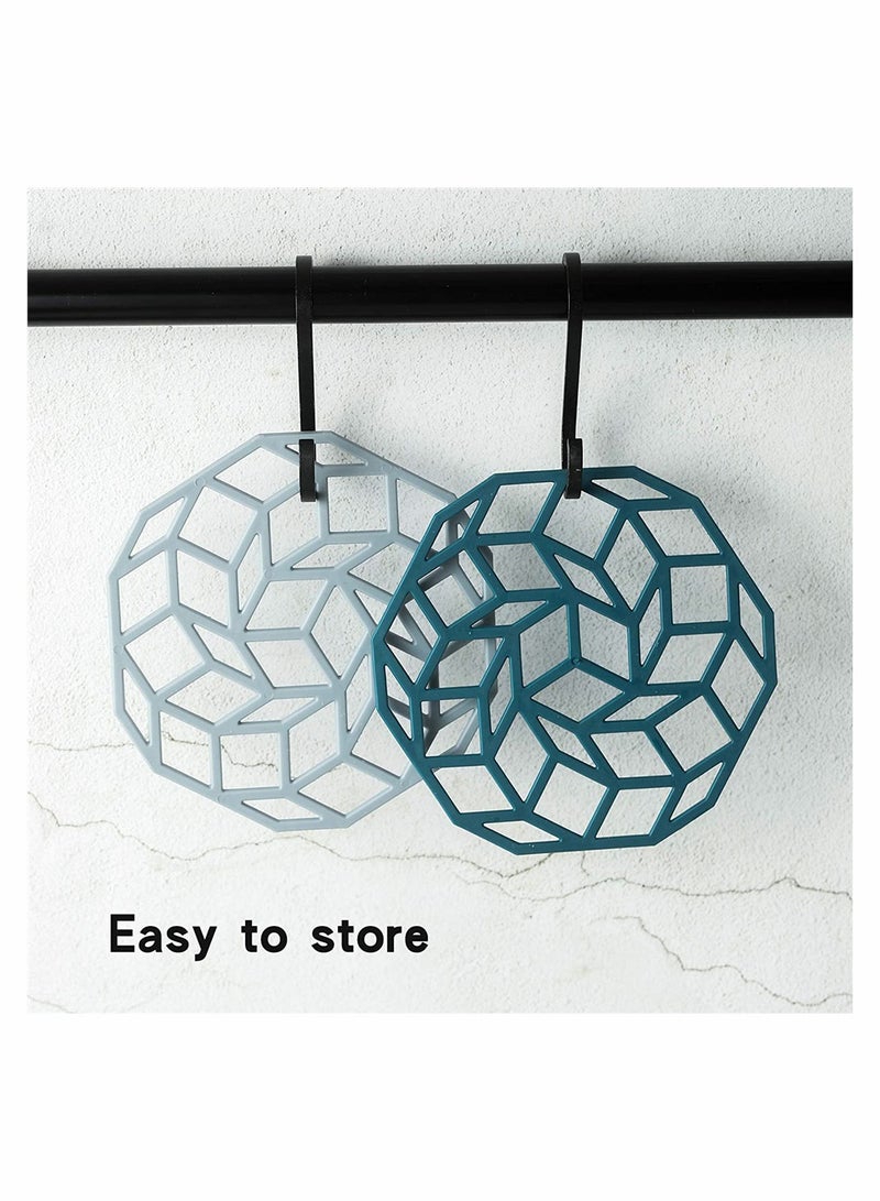 KASTWAVE Set 4 Silicone Mat Hot Pot Holder Hot Pads for Table Countertop Trivet for Hot Dishes Non-Slip Heat Resistant Modern Kitchen Hot Pads - Image 5