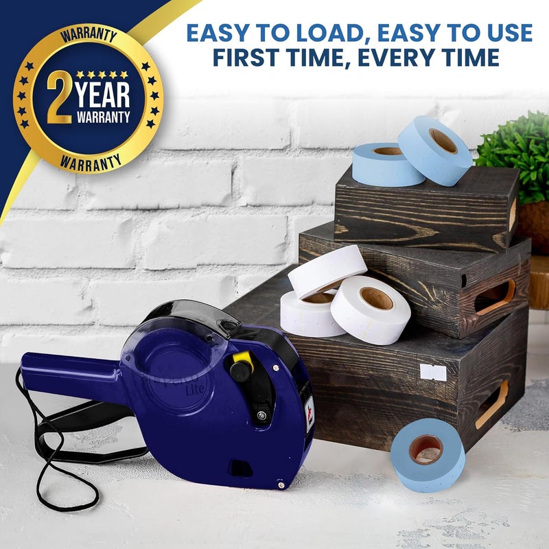 Perco Lite 1 Line Price Gun with Labels Kit - Includes 3 White Rolls, 3 Blue Rolls, 2 Ink Rollers - 1 Ink roll and Labels Pre-Loaded - Image 4