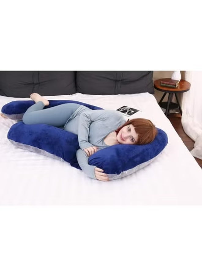 60 inch pregnancy pillow, detachable u shaped full body pillow, nursing and maternity pillow for back, hips, legs and belly support for pregnant women with removable cover (blue grey) - Image 3