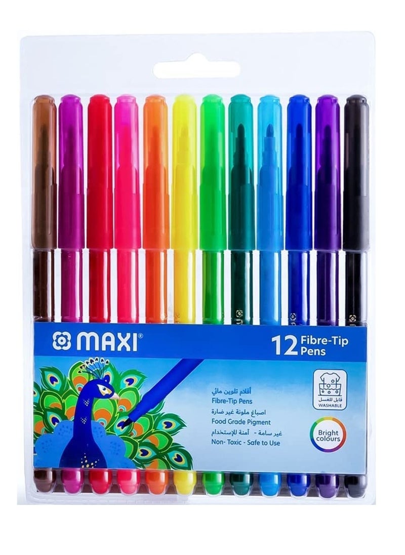 Maxi مجموعة من 4 أقلام لباد برأس من الألياف متعددة الألوان  - Image 3