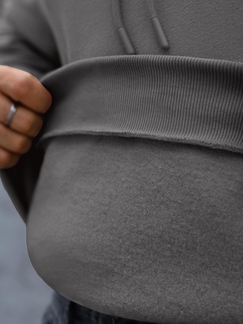 EFAN Mens Oversized Hoodies Fall Sweatshirt Winter Fleece Hooded Collar Drawstring Pullover With Pockets Drak grey L - Image 5