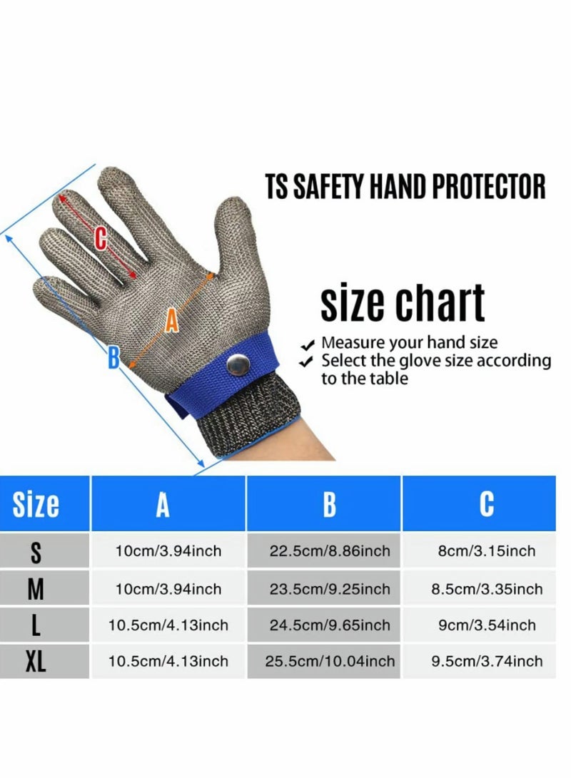 Cut Resistant Gloves-Stainless Steel Wire Metal Mesh Butcher Safety Work Gloves for Meat Cutting, and fishing Grey and White 2PCS (M) - Image 5