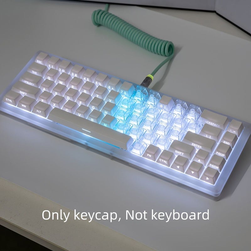 Heart Shaped Transparent Side Engraved Keycap White Transparent Cherry Profile PBT Two Color Molding Mechanical Keyboard Key Compatible 6 25U Space Bar 61 68 75 84 87 98 99 100 104 108 Keycap Only Not Keyboard - Image 1