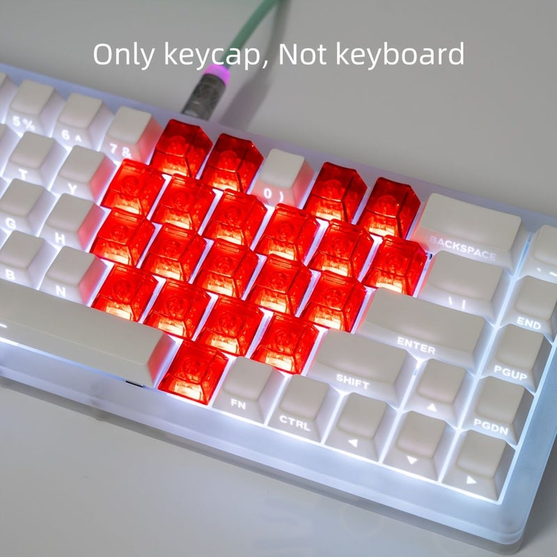 Heart Shaped Transparent Side Engraved Keycap White Transparent Cherry Profile PBT Two Color Molding Mechanical Keyboard Key Compatible 6 25U Space Bar 61 68 75 84 87 98 99 100 104 108 Keycap Only Not Keyboard - Image 5
