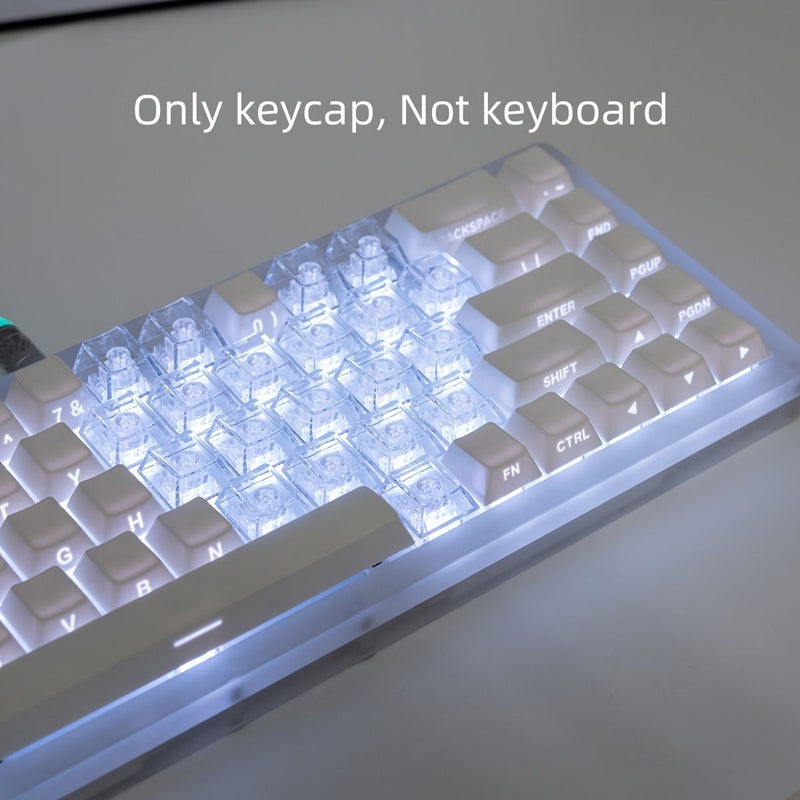 Heart Shaped Transparent Side Engraved Keycap White Transparent Cherry Profile PBT Two Color Molding Mechanical Keyboard Key Compatible 6 25U Space Bar 61 68 75 84 87 98 99 100 104 108 Keycap Only Not Keyboard - Image 2