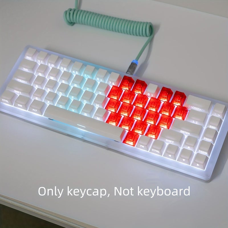 Heart Shaped Transparent Side Engraved Keycap White Transparent Cherry Profile PBT Two Color Molding Mechanical Keyboard Key Compatible 6 25U Space Bar 61 68 75 84 87 98 99 100 104 108 Keycap Only Not Keyboard - Image 4