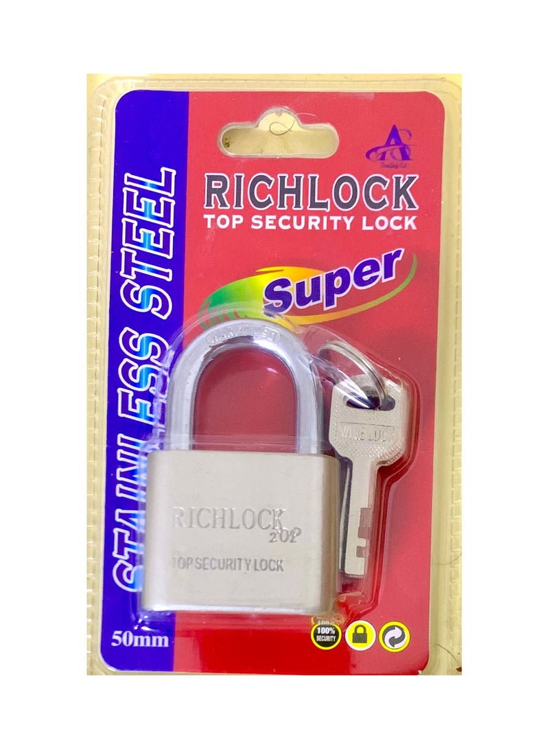 Richlook Stainless Steel Brass Padlock 50mm With3 - Pieces Keys