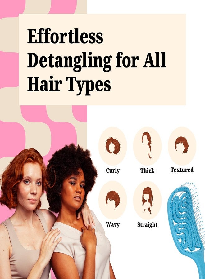 Farenheit Tangols Gentle Detangler Hair Brush - Soft Detangling., Double Curved Straw Hair Brush for Kids & Adults, Wet & Dry Detangler Hair Styling, Curly Hair Detangler Brush, Eco-Friendly Design (Blue) - Image 2