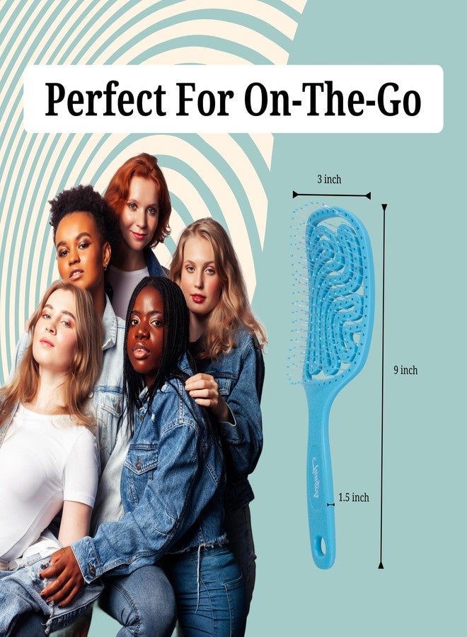 Farenheit Tangols Gentle Detangler Hair Brush - Soft Detangling., Double Curved Straw Hair Brush for Kids & Adults, Wet & Dry Detangler Hair Styling, Curly Hair Detangler Brush, Eco-Friendly Design (Blue) - Image 4