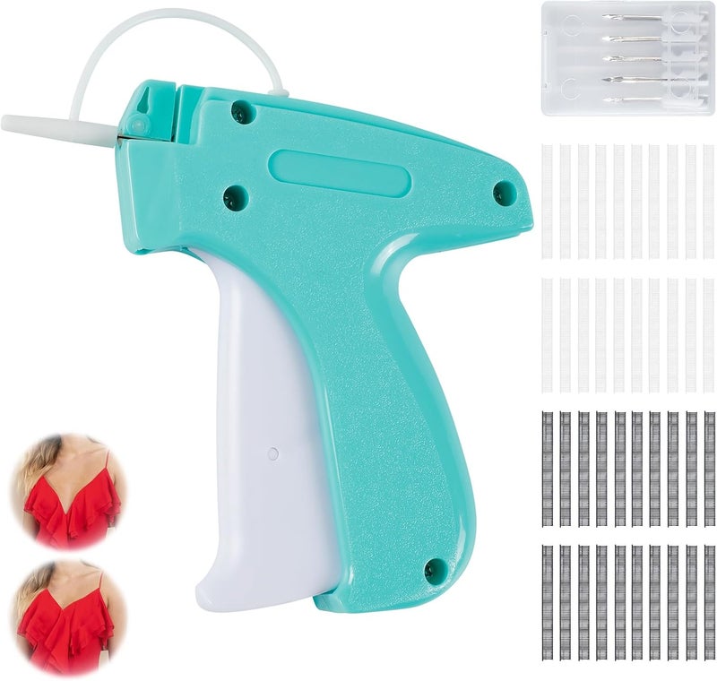 KEEUH Aqua and White Mini Tagging Stitch Gun for Clothing- Tagging Gun Clothes Stapler Sewing Hemming Tool Stitching Gun with 6 Needles and 2000 Blackand 2000 White Fasteners - Image 1