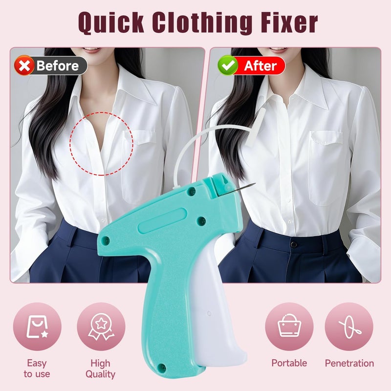 KEEUH Aqua and White Mini Tagging Stitch Gun for Clothing- Tagging Gun Clothes Stapler Sewing Hemming Tool Stitching Gun with 6 Needles and 2000 Blackand 2000 White Fasteners - Image 4