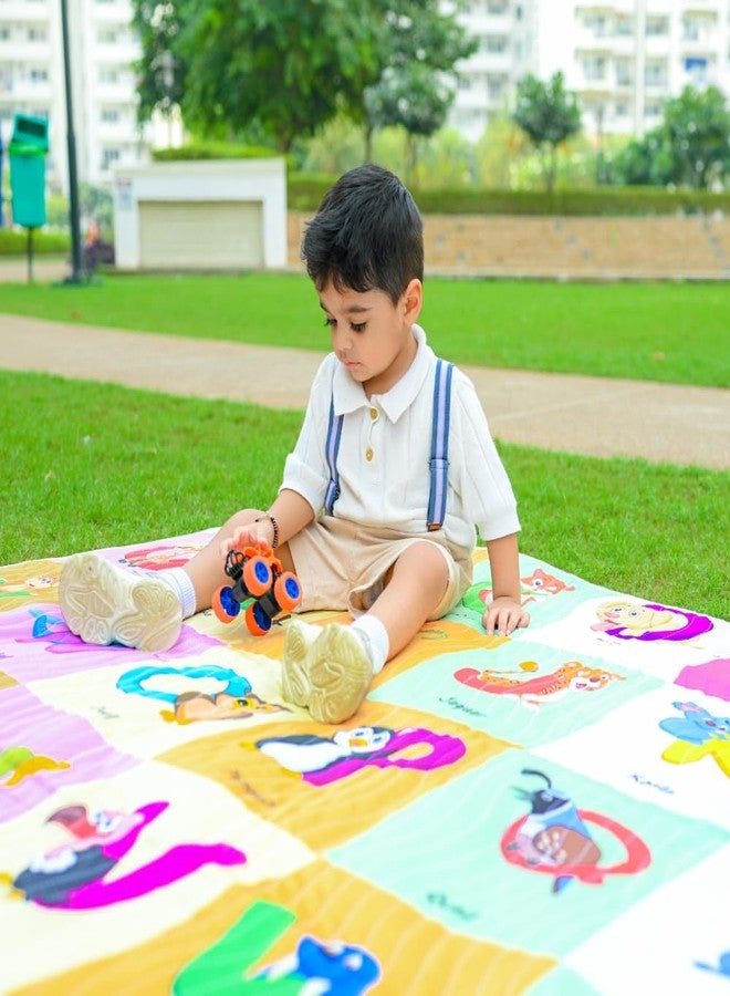 Happy Matty حصيرة نزهة للأطفال من هابي ماتي، بتصميم حروف الأبجدية، مانعة للانزلاق، قابلة للعكس، محمولة، للاستخدام في الهواء الطلق/النزهات/الشاطئ/السفر (140 سم × 140 سم) - Image 5