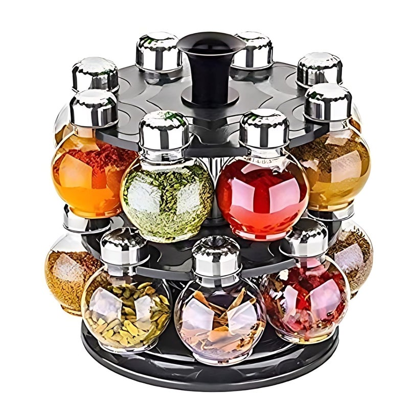 AVMPHD Multipurpose Plastic Big Revolving Spice Rack 16 in 1 Masala Rack SetCondiment SetSpice Container - Image 1