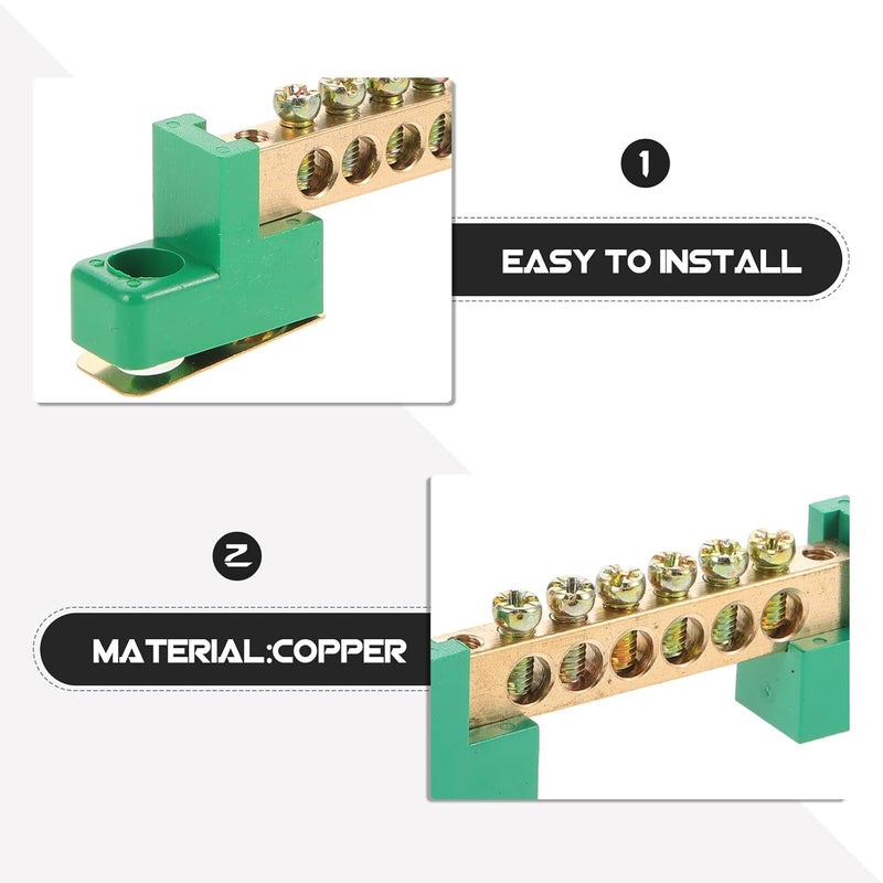Global sizing options Didiseaon 2pcs Copper Grounding Bus Bar 6-Terminal Positions Green Insulated Ground Distribution Block for Electrical Wiring and Power Distribution Modern look Storage transit efficiency build Practical versatile construction Various size alternatives Low maintenance Low dust buildup Global flexible assemble picks Air & land transit compatible Flexible varied design Light precision processed material Multi-market matching options Globally selected raw material Different assemble options Multi-category warehouse equip Desert area eligible deliver Multi-use detailed build Strong durable raw material High precision lightweight material Classic design alternatives Most item matching trendy design Bug proof seal Fast & slow shipment compatible Local market compliant trusted quality All condition resistant crafted quality - Image 3